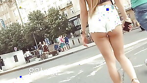 Warm blonde Candid cut-offs butt mini ideal teenage