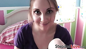 Humungous bum stepdaughter leans over for stepdaddys big salami