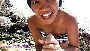 Heather Deep public outdoor blow jism guzzle