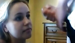 Young towheaded takes facial cumshot grudgingly