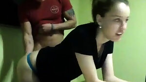 Teen brunette caressing clittie under panties