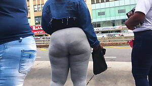 Thick backside black  Vpl in Grey Leggings