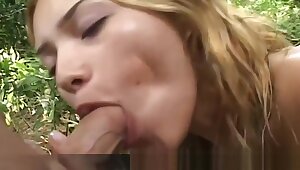 Brunette teenage stunner plumb and deepthroat Outdoor