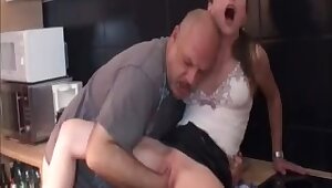 Skinny  knuckle pounded by a bear elderly pervert