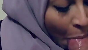 Super Beautiful Hijab Girl sucking and Jerking
