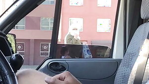 Pregnant woman in a Hijab watches my dick