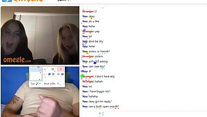Omegle, huge cumshot for 2 girls
