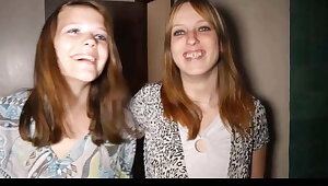 Lesbian girls from Belgium visiting a private sauna