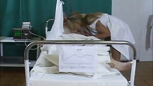 Hot young nurse Kristina helps patient