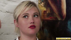 English CFNM schoolgirls jerk off stepdad