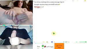 Perfect brunette teen fingering her pussy hard on sex chat