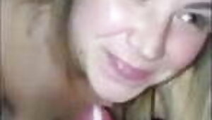 Cute blonde girlfriend gives hand and mouth combo