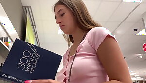 Young Sexy Braless Candid Teen In Shorts