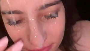 Reluctant Skank #2- Another massive explosion on her face!