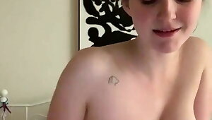 Lonely girl plays with pussy at home