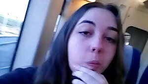 Sneaky pussy play on a train