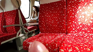 Flashing and cumming on a train