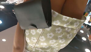 Cute teen with smooth legs upskirt