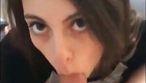 Beautiful big tits pregnant teen blowjob and swallow