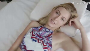 Playful teen loves sex games. Hot blonde skinny slut fucked