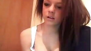 Horny chav slut rubs her pussy on cam