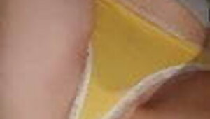 My young German teenager girl is pissing in her panty