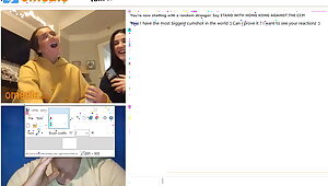 Omegle, cute girl moans next to her friend