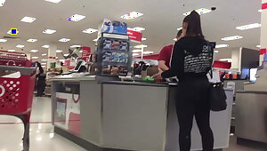 Candid fit teen big ass in tight black spandex