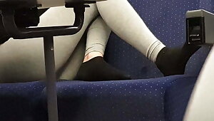 German teen in grey leggins and black sneaker socks