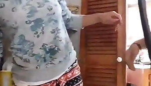 beautiful girl gives a quick blowjob