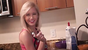 Amazingly beautiful girlfriend in her little apron