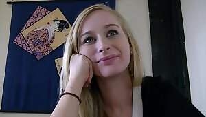 Horny chick Stacie flashing her boobs and her pussy