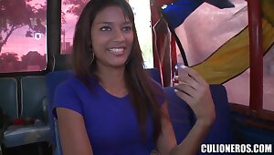 Liz Paola has some fun on the bus