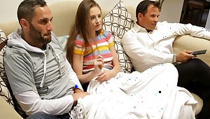 Young girl seduced by a friends father on sex in the pose of cancer...