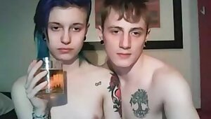 Horny teenage couple shagging on webcam