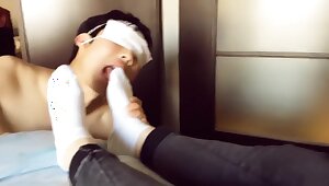 Chinese white socks lick