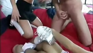 Tiny Asian Teen Kitty Sucks A Load From Ashley's Asshole