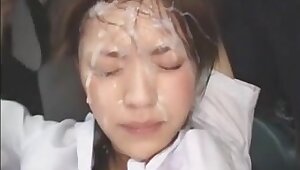 Japanese Schoolgirl Bus Grope & Facials 1