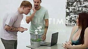 NURU MASSAGE - Big Titted BBW Natasha Nice Gives 2 College Boys The Massage Of Their Lives