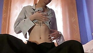 Short haired brunette girl gets excited ended with pussy fingering