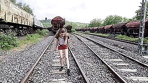 PUBLIC SEX between trains and tracks !!