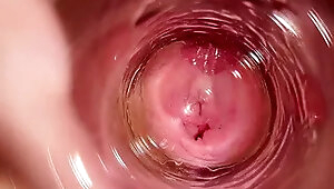 Camera deep inside Mia's vagina