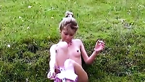 Ellie masturbating outdoors