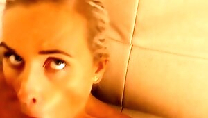 Delightful blonde girl performed boner jerking in style