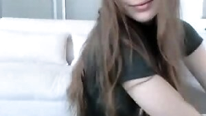 Beautiful teen brunette Jessica Sinn masturbates