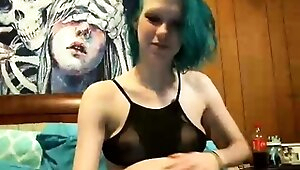 Webcam Teen masturbates and pretends you came in her mouth