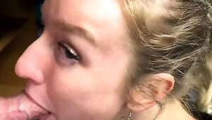 Blonde teen Sasha Sutherland gives Logan a blowjob