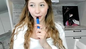 Small titted Briana toying herself poolside